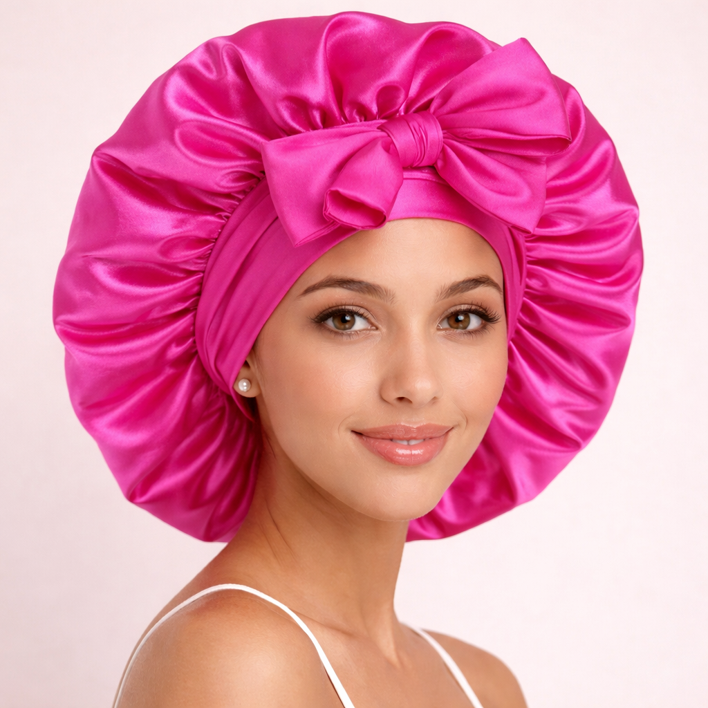 Satin Sleep Bonnet with Adjustable Tie Band – Silk Hair Bonnet for Women & Men