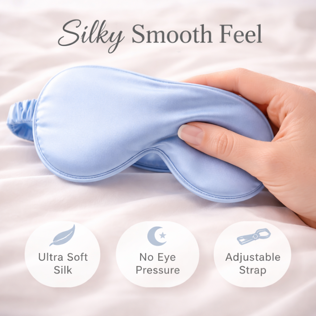 Silk Feel Sleep Eye Mask – Soft Blackout Night Mask for Women