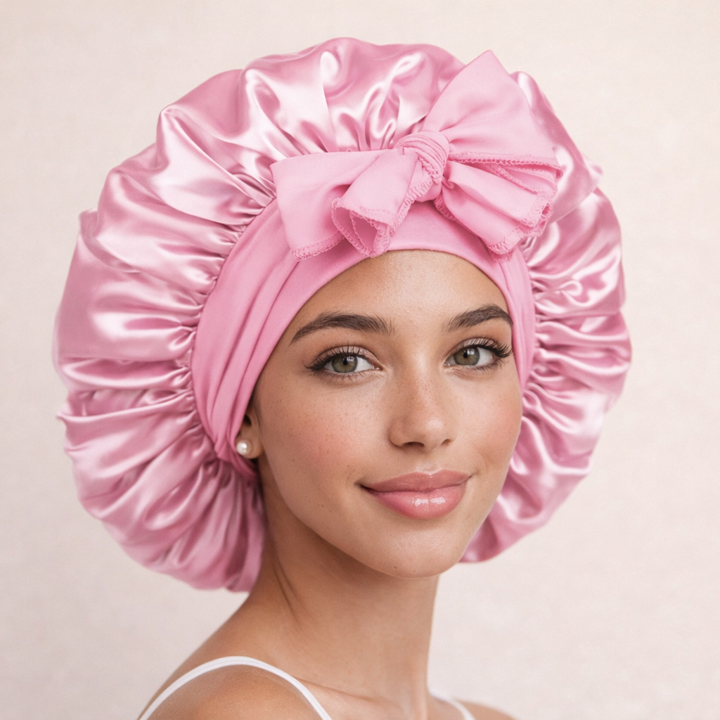 Satin Sleep Bonnet with Adjustable Tie Band – Silk Hair Bonnet for Women & Men