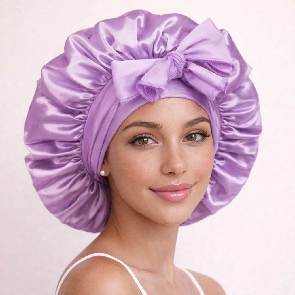 Satin Sleep Bonnet with Adjustable Tie Band – Silk Hair Bonnet for Women & Men