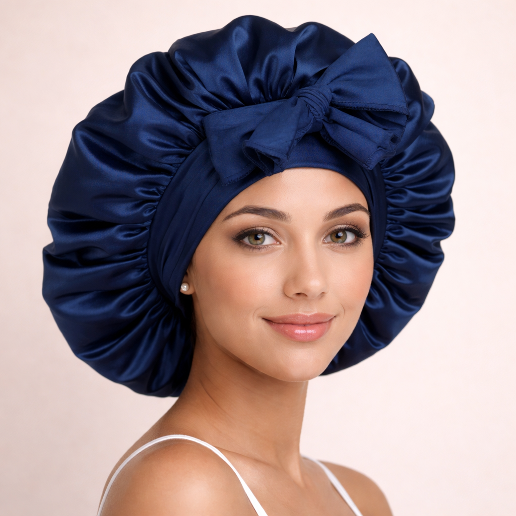 Satin Sleep Bonnet with Adjustable Tie Band – Silk Hair Bonnet for Women & Men