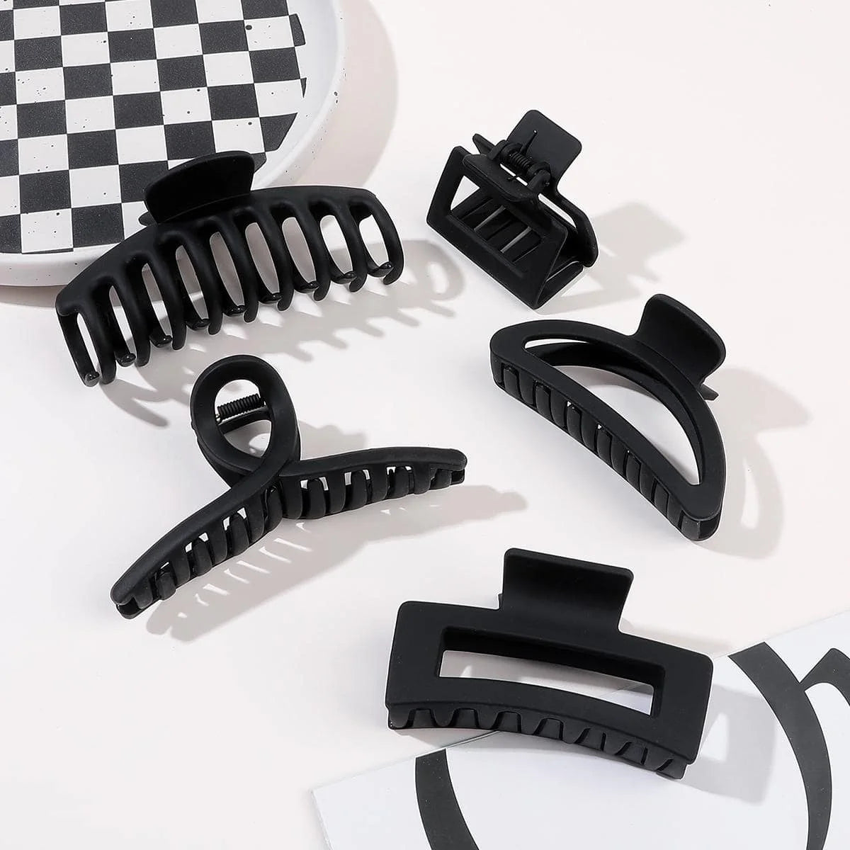 GripGlam™ Matte Claw Clips Set — 5 Pack Large Hair Claws