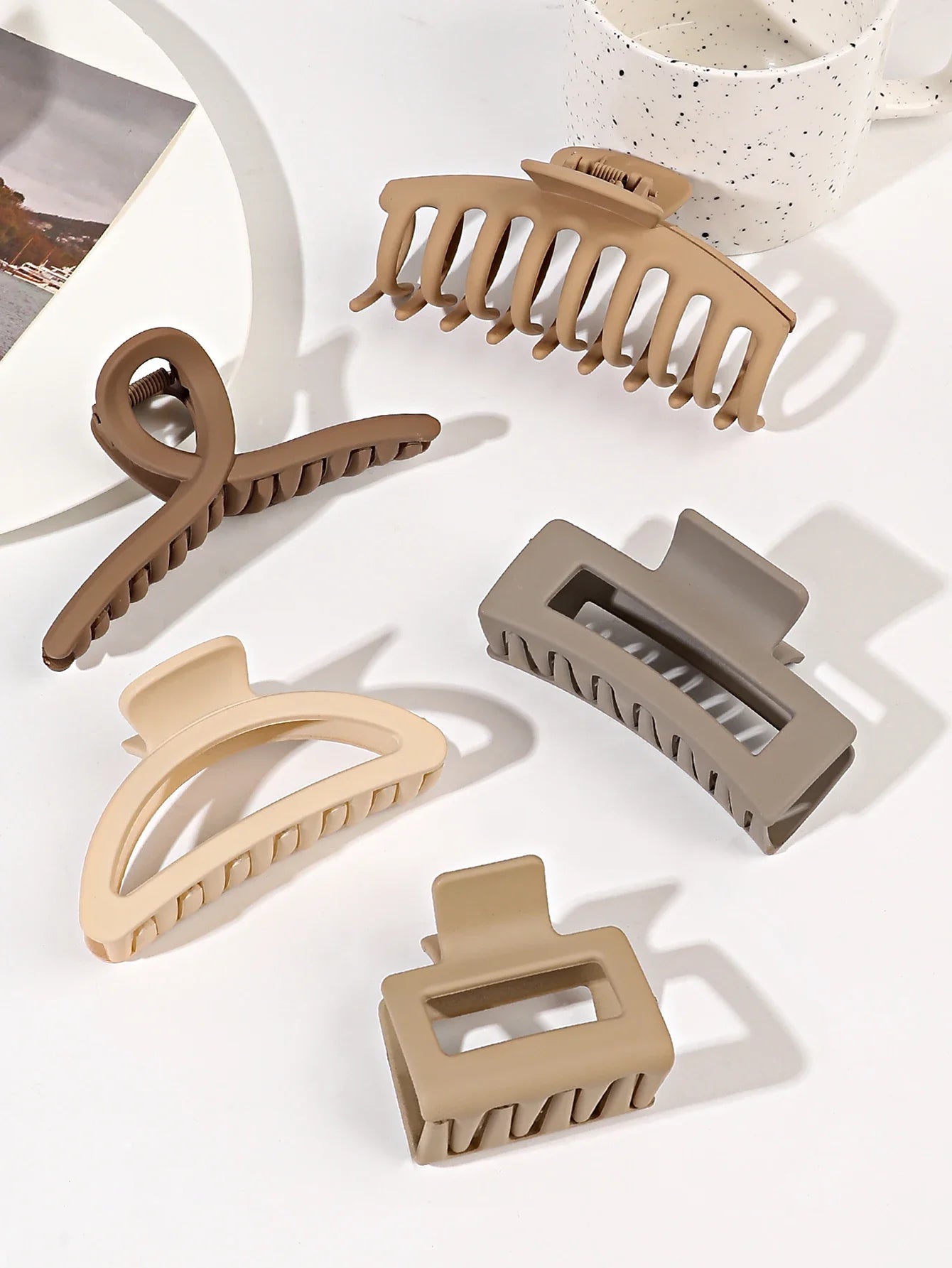 GripGlam™ Matte Claw Clips Set — 5 Pack Large Hair Claws