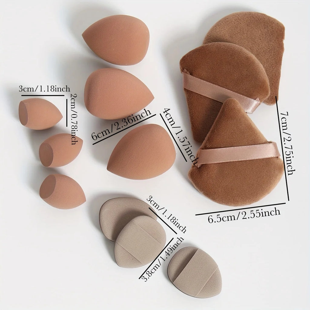 12-Piece Makeup Sponge Set – Powder Puffs, Air Cushion & Beauty Egg Blenders