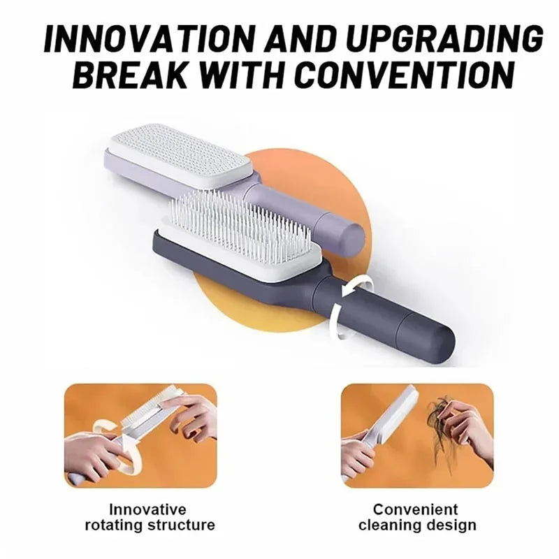 EasyClean™ Self-Cleaning Hair Brush — One-Twist Retractable Comb
