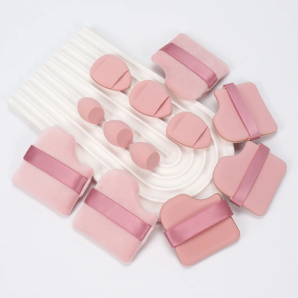 12-Piece Makeup Sponge Set – Powder Puffs, Air Cushion & Beauty Egg Blenders