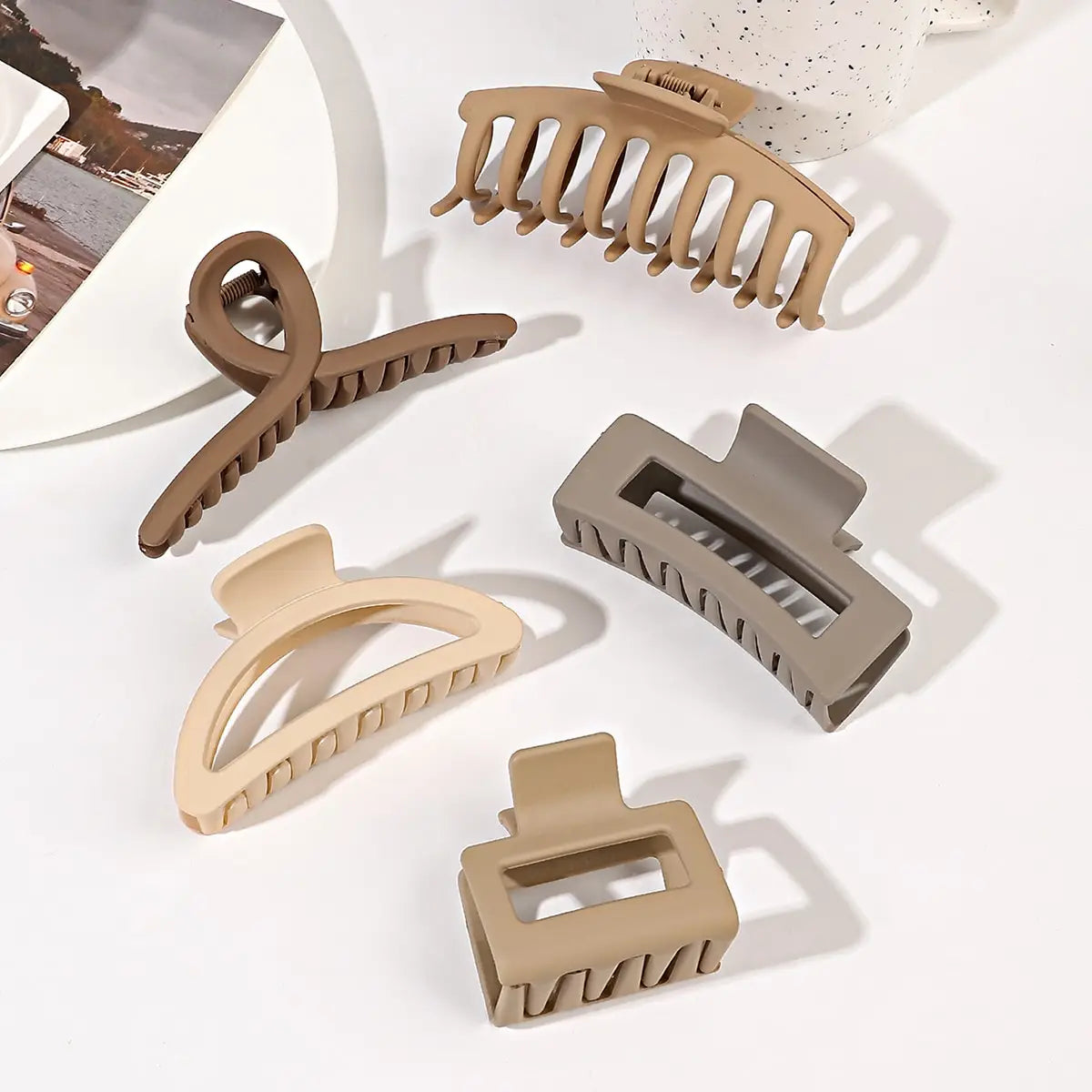 GripGlam™ Matte Claw Clips Set — 5 Pack Large Hair Claws