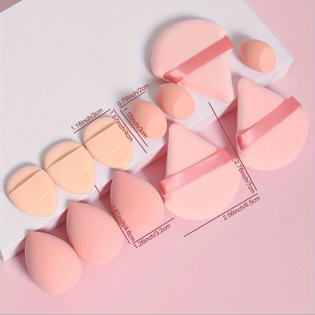 12-Piece Makeup Sponge Set – Powder Puffs, Air Cushion & Beauty Egg Blenders