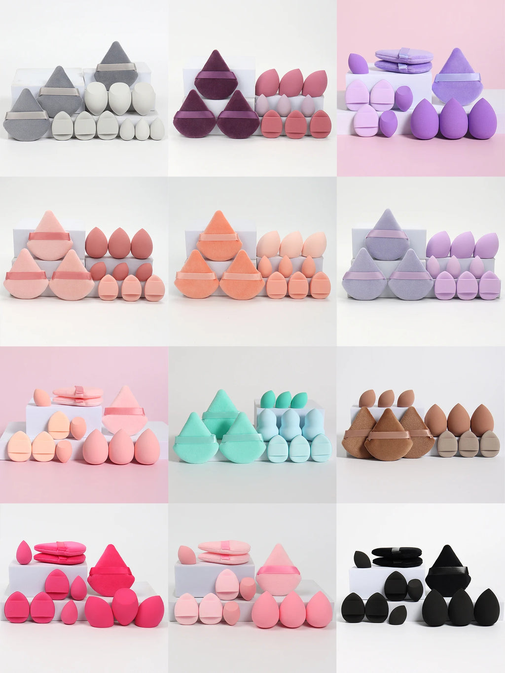 12-Piece Makeup Sponge Set – Powder Puffs, Air Cushion & Beauty Egg Blenders