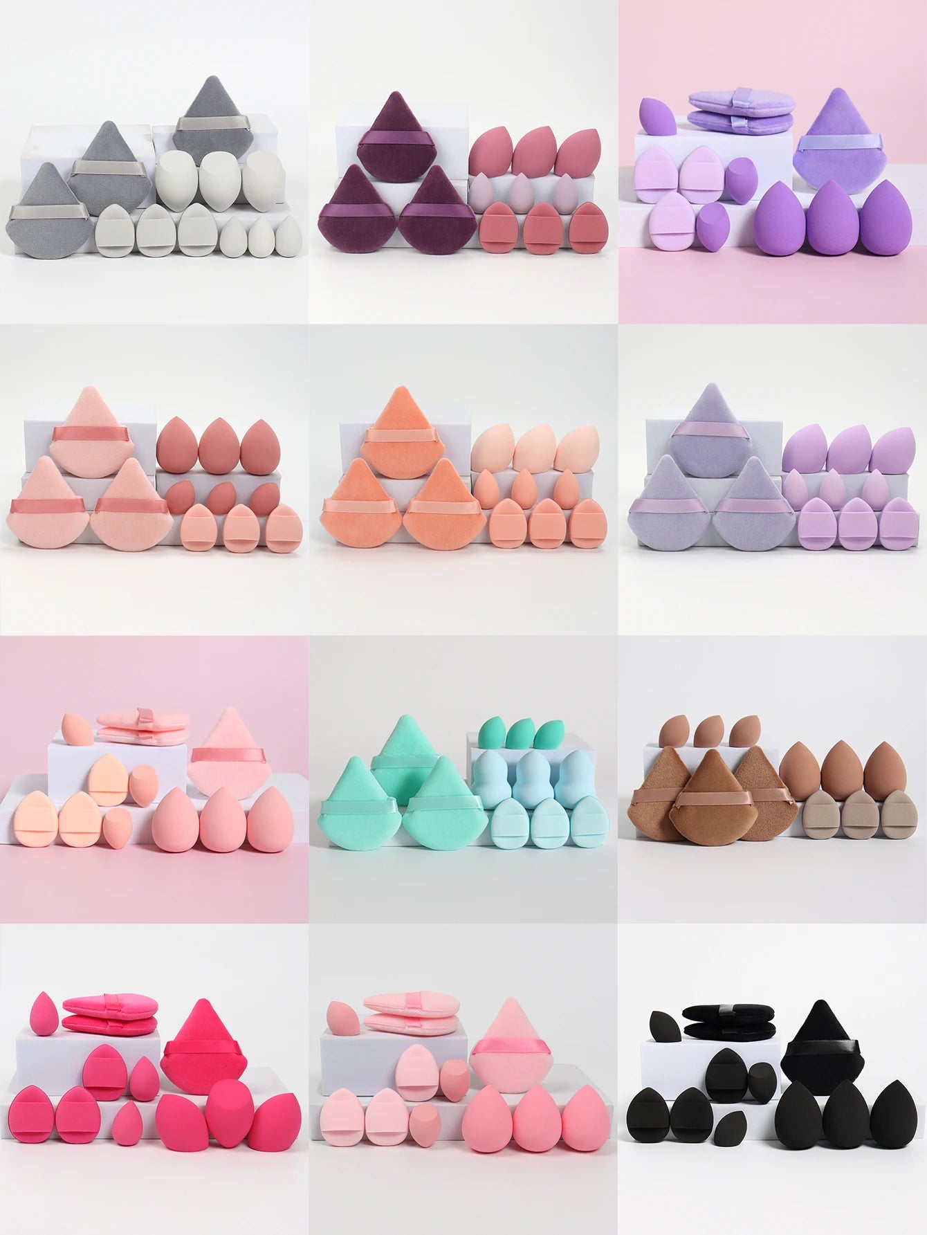 12-Piece Makeup Sponge Set – Powder Puffs, Air Cushion & Beauty Egg Blenders