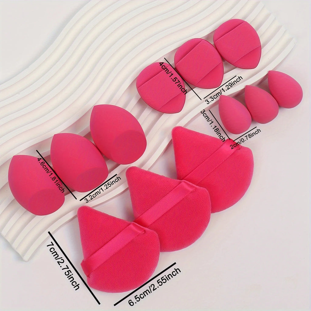 12-Piece Makeup Sponge Set – Powder Puffs, Air Cushion & Beauty Egg Blenders
