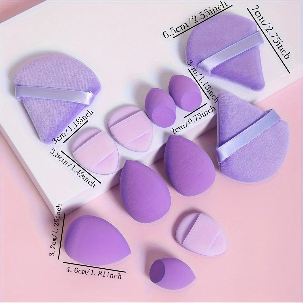 12-Piece Makeup Sponge Set – Powder Puffs, Air Cushion & Beauty Egg Blenders