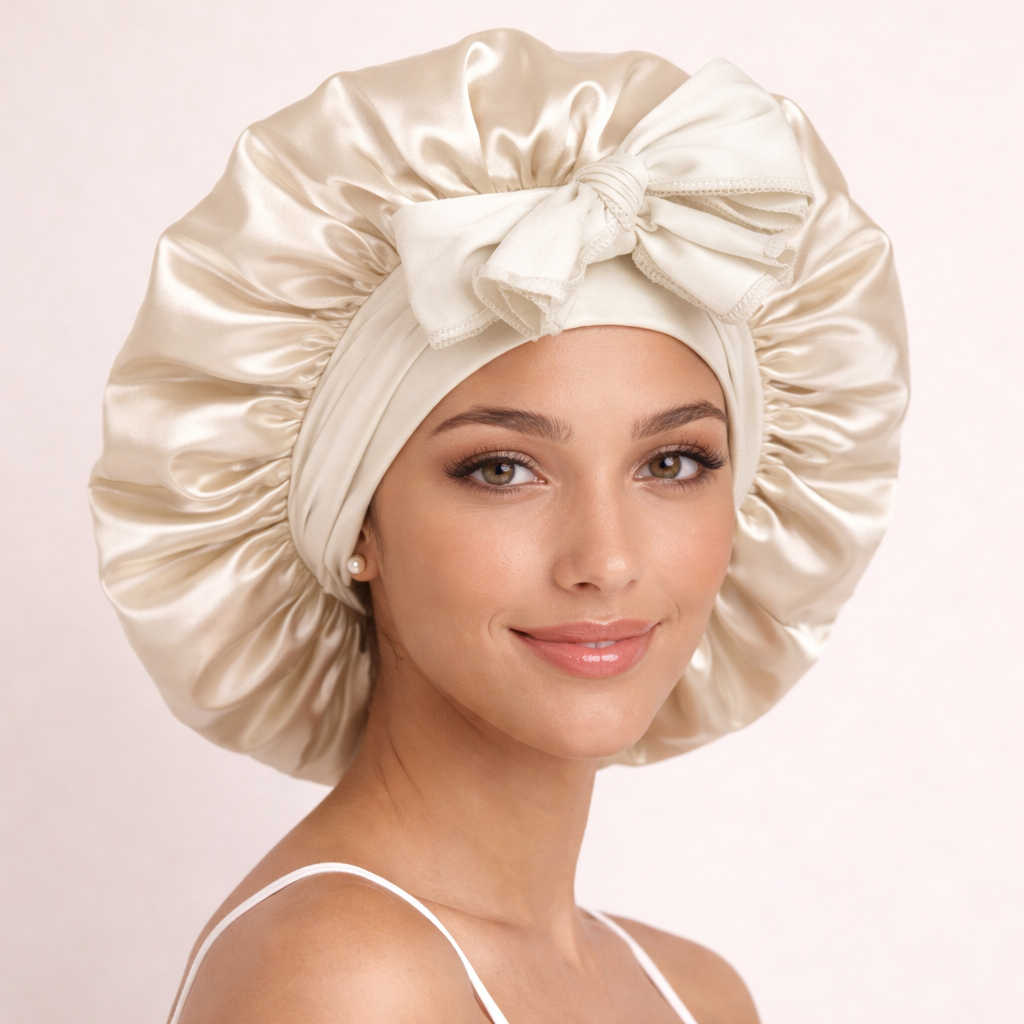 Satin Sleep Bonnet with Adjustable Tie Band – Silk Hair Bonnet for Women & Men