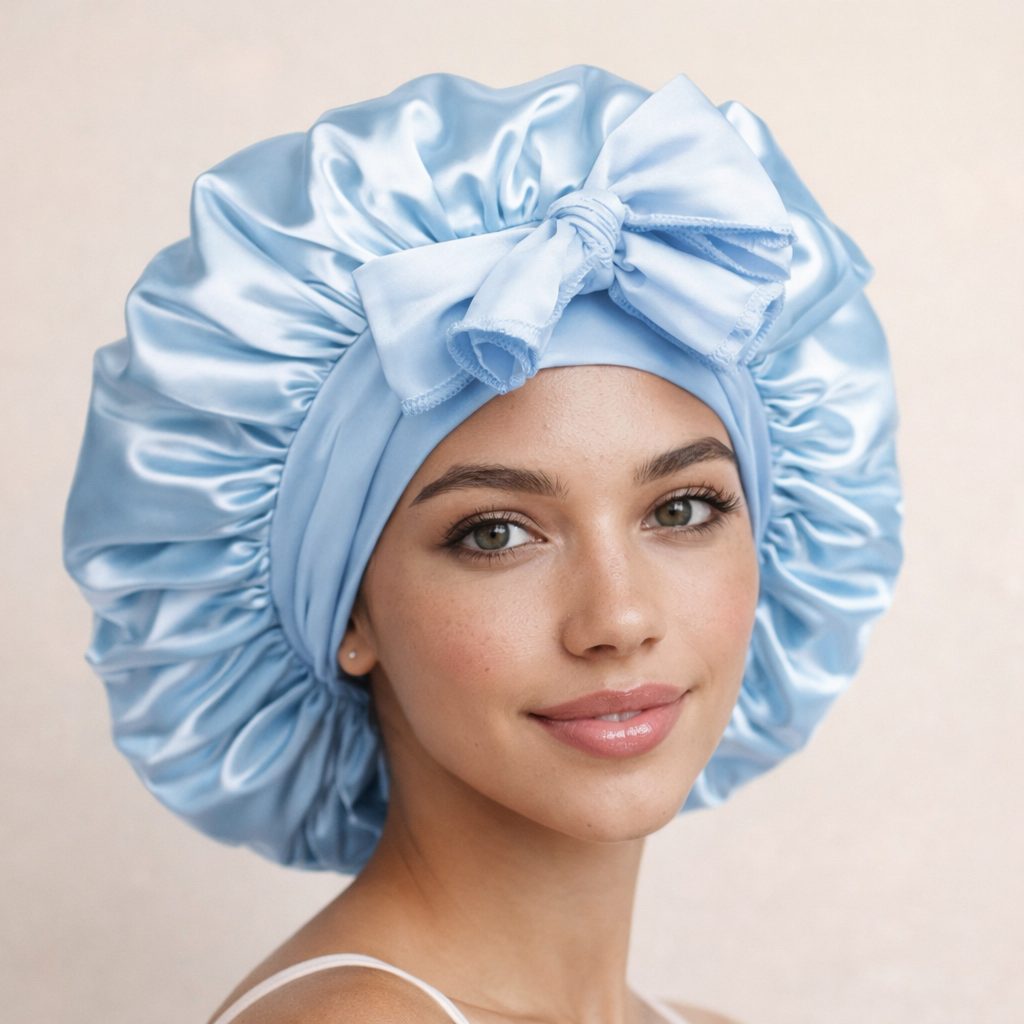 Satin Sleep Bonnet with Adjustable Tie Band – Silk Hair Bonnet for Women & Men