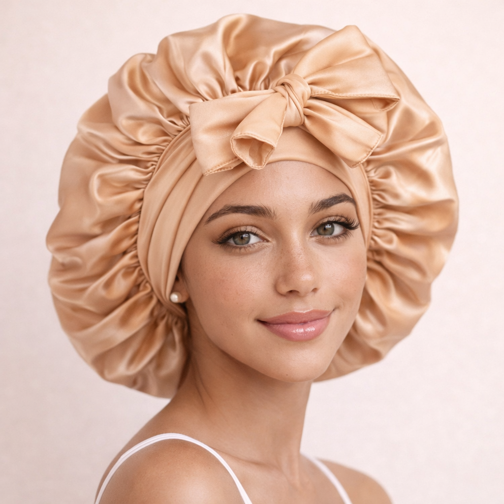 Satin Sleep Bonnet with Adjustable Tie Band – Silk Hair Bonnet for Women & Men