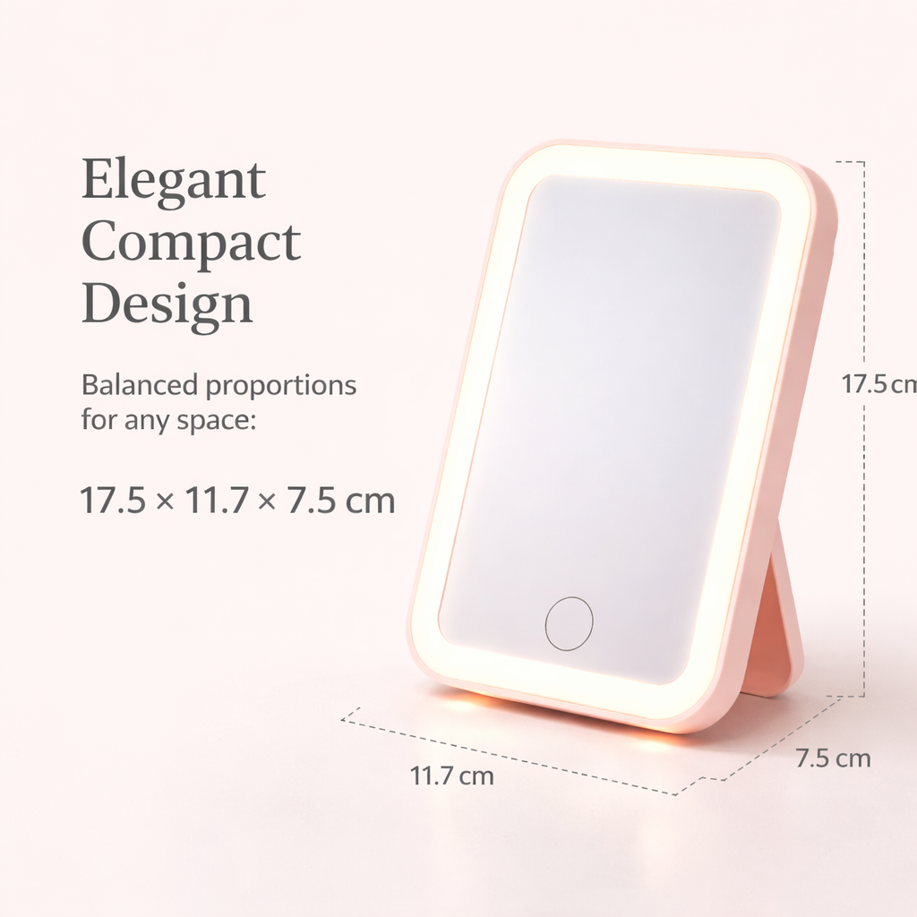 Portable LED Makeup Mirror with Touch Control & USB Charging
